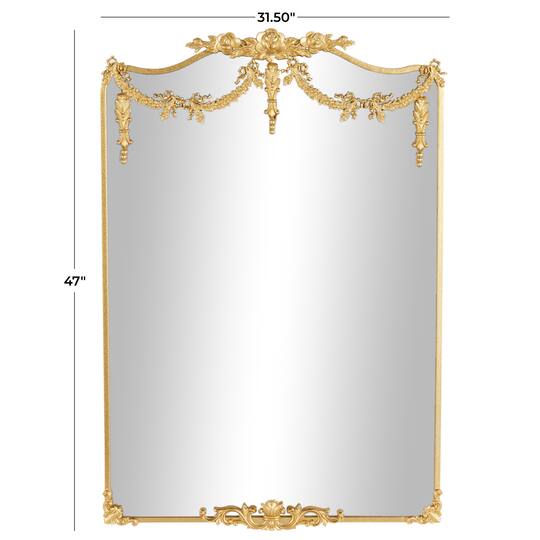 32" x 47" Gold Floral Embellished Metal Wall Mirror